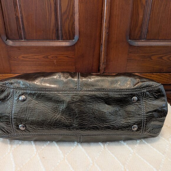 Coach Patent Leather Garnet Turnlock Satchel in Pewter (Style No. 13926) - Picture 9 of 16